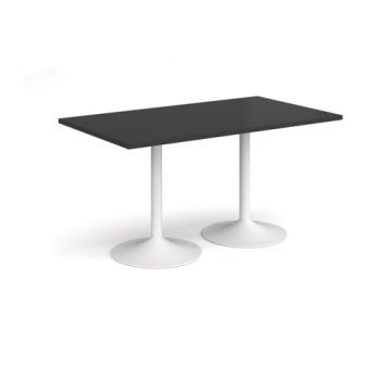 Genoa rectangular dining table with white trumpet base 1400mm x 800mm - Black - GDR1400-WH-BK