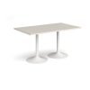 Genoa rectangular dining table with white trumpet base 1400mm x 800mm - Light Grey - GDR1400-WH-LG