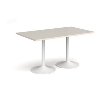 Genoa rectangular dining table with white trumpet base 1400mm x 800mm - Light Grey - GDR1400-WH-LG