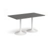 Genoa rectangular dining table with white trumpet base 1400mm x 800mm - Onyx Grey - GDR1400-WH-OG