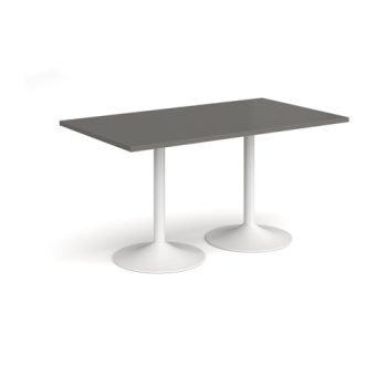 Genoa rectangular dining table with white trumpet base 1400mm x 800mm - Onyx Grey - GDR1400-WH-OG