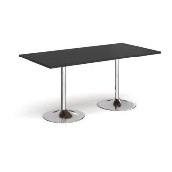 Genoa rectangular dining table with chrome trumpet base 1600mm x 800mm - Black - GDR1600-C-BK