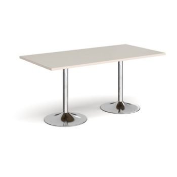 Genoa rectangular dining table with chrome trumpet base 1600mm x 800mm - Light Grey - GDR1600-C-LG