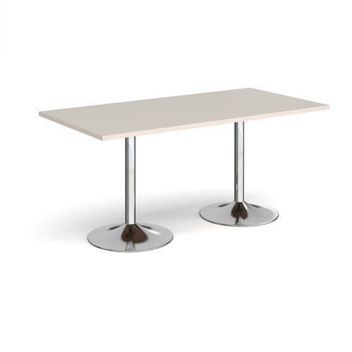 Genoa rectangular dining table with chrome trumpet base 1600mm x 800mm - Light Grey - GDR1600-C-LG