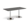Genoa rectangular dining table with chrome trumpet base 1600mm x 800mm - Onyx Grey - GDR1600-C-OG