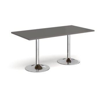 Genoa rectangular dining table with chrome trumpet base 1600mm x 800mm - Onyx Grey - GDR1600-C-OG