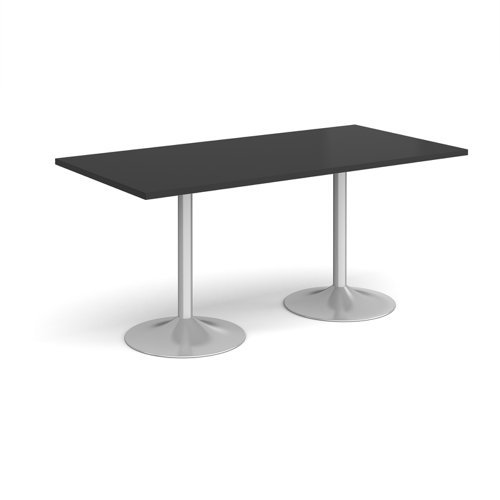 Genoa rectangular dining table with silver trumpet base 1600mm x 800mm - Black - GDR1600-S-BK