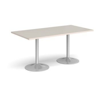 Genoa rectangular dining table with silver trumpet base 1600mm x 800mm - Light Grey - GDR1600-S-LG