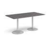 Genoa rectangular dining table with silver trumpet base 1600mm x 800mm - Onyx Grey - GDR1600-S-OG