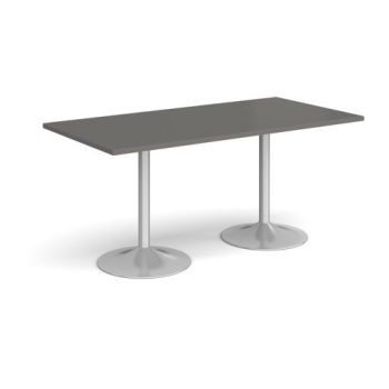 Genoa rectangular dining table with silver trumpet base 1600mm x 800mm - Onyx Grey - GDR1600-S-OG