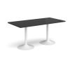 Genoa rectangular dining table with white trumpet base 1600mm x 800mm - Black - GDR1600-WH-BK