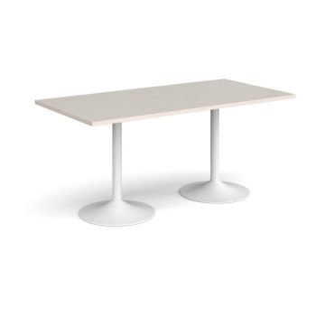 Genoa rectangular dining table with white trumpet base 1600mm x 800mm - Light Grey - GDR1600-WH-LG