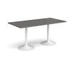 Genoa rectangular dining table with white trumpet base 1600mm x 800mm - Onyx Grey - GDR1600-WH-OG