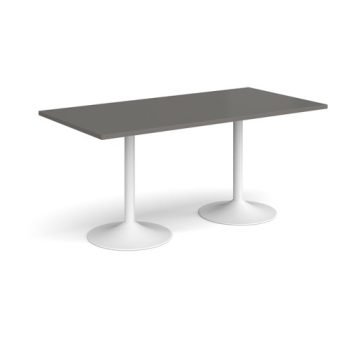 Genoa rectangular dining table with white trumpet base 1600mm x 800mm - Onyx Grey - GDR1600-WH-OG