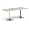 Genoa rectangular dining table with chrome trumpet base 1800mm x 800mm - Light Grey - GDR1800-C-LG