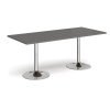Genoa rectangular dining table with chrome trumpet base 1800mm x 800mm - Onyx Grey - GDR1800-C-OG