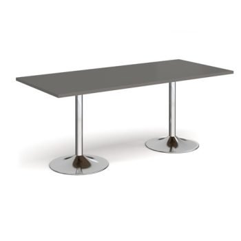 Genoa rectangular dining table with chrome trumpet base 1800mm x 800mm - Onyx Grey - GDR1800-C-OG