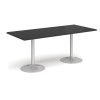 Genoa rectangular dining table with silver trumpet base 1800mm x 800mm - Black - GDR1800-S-BK
