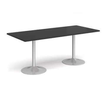 Genoa rectangular dining table with silver trumpet base 1800mm x 800mm - Black - GDR1800-S-BK