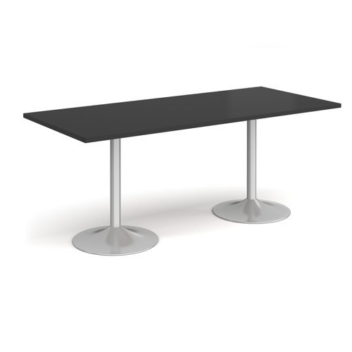 Genoa rectangular dining table with silver trumpet base 1800mm x 800mm - Black - GDR1800-S-BK
