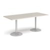 Genoa rectangular dining table with silver trumpet base 1800mm x 800mm - Light Grey - GDR1800-S-LG