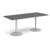 Genoa rectangular dining table with silver trumpet base 1800mm x 800mm - Onyx Grey - GDR1800-S-OG