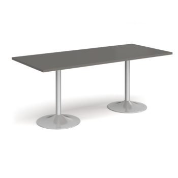 Genoa rectangular dining table with silver trumpet base 1800mm x 800mm - Onyx Grey - GDR1800-S-OG