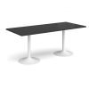Genoa rectangular dining table with white trumpet base 1800mm x 800mm - Black - GDR1800-WH-BK