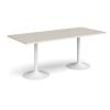 Genoa rectangular dining table with white trumpet base 1800mm x 800mm - Light Grey - GDR1800-WH-LG