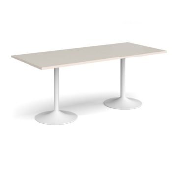 Genoa rectangular dining table with white trumpet base 1800mm x 800mm - Light Grey - GDR1800-WH-LG