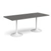 Genoa rectangular dining table with white trumpet base 1800mm x 800mm - Onyx Grey - GDR1800-WH-OG