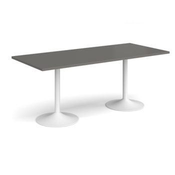 Genoa rectangular dining table with white trumpet base 1800mm x 800mm - Onyx Grey - GDR1800-WH-OG