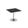 Genoa square dining table with chrome trumpet base 800mm - Black - GDS800-C-BK