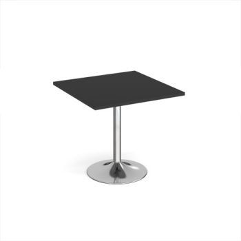 Genoa square dining table with chrome trumpet base 800mm - Black - GDS800-C-BK