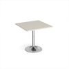 Genoa square dining table with chrome trumpet base 800mm - Light Grey - GDS800-C-LG