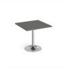 Genoa square dining table with chrome trumpet base 800mm - Onyx Grey - GDS800-C-OG
