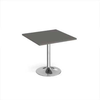 Genoa square dining table with chrome trumpet base 800mm - Onyx Grey - GDS800-C-OG