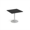 Genoa square dining table with silver trumpet base 800mm - Black - GDS800-S-BK