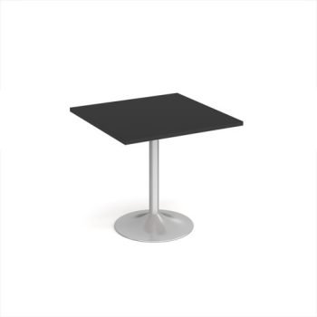 Genoa square dining table with silver trumpet base 800mm - Black - GDS800-S-BK