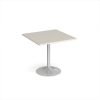 Genoa square dining table with silver trumpet base 800mm - Light Grey - GDS800-S-LG