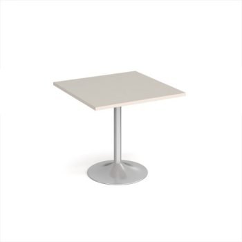 Genoa square dining table with silver trumpet base 800mm - Light Grey - GDS800-S-LG