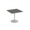 Genoa square dining table with silver trumpet base 800mm - Onyx Grey - GDS800-S-OG