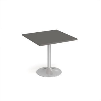 Genoa square dining table with silver trumpet base 800mm - Onyx Grey - GDS800-S-OG