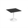 Genoa square dining table with white trumpet base 800mm - Black - GDS800-WH-BK
