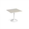 Genoa square dining table with white trumpet base 800mm - Light Grey - GDS800-WH-LG
