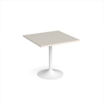 Genoa square dining table with white trumpet base 800mm - Light Grey - GDS800-WH-LG