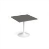 Genoa square dining table with white trumpet base 800mm - Onyx Grey - GDS800-WH-OG