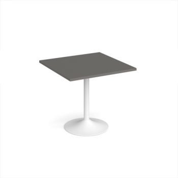 Genoa square dining table with white trumpet base 800mm - Onyx Grey - GDS800-WH-OG