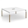 Connex Plus Goal-Post Wooden 1600 x 1600 x 725mm Back to Back Desk power ready - White Frame / White Top - GWBT1616-CO-WH-WH