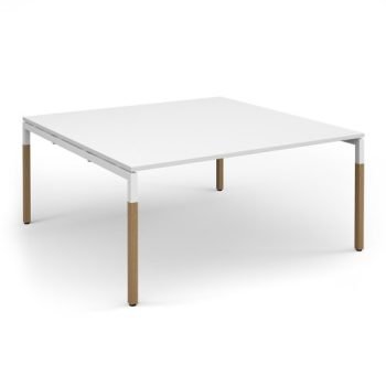 Connex Plus Goal-Post Wooden 1600 x 1600 x 725mm Back to Back Desk - White Frame / White Top - GWBT1616-WH-WH